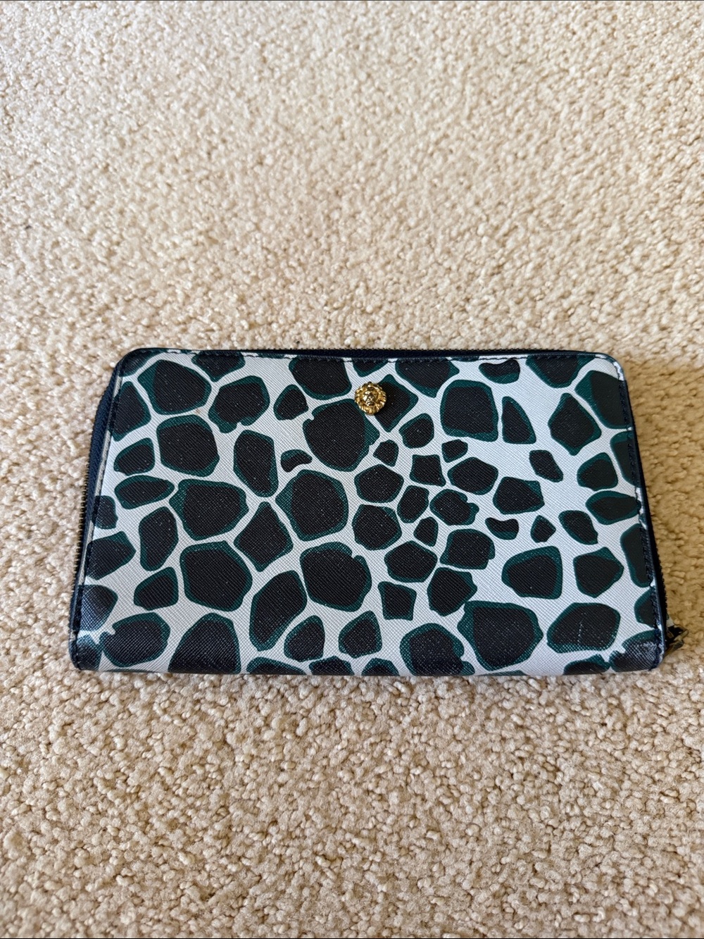 Anne Klein Black and White Patterned Zip Wallet